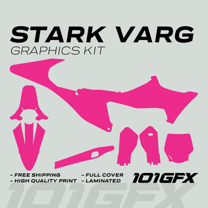 Stark Varg Graphics Kit SOLID COLOR MAGENTA Stickers: hot-pink decal templates for off-road bikes, featuring full coverage, glossy or matte finish, and free worldwide shipping.