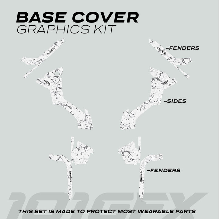 Can-Am OUTLANDER G2 Graphics Kit SCRATCHY WINTER includes protective, weather-resistant vinyl decals for fenders and sides, enhancing style and durability against wear.