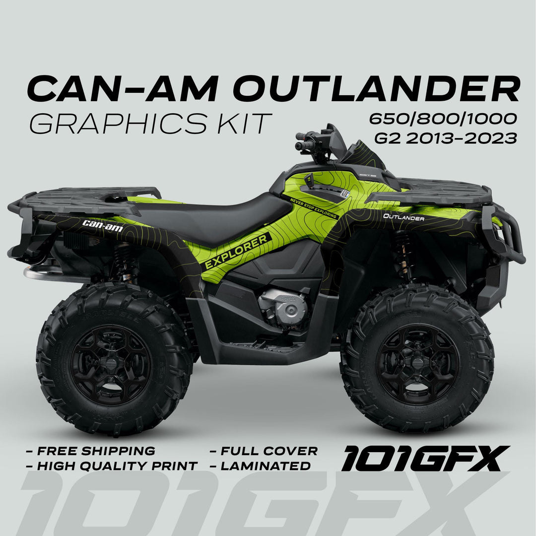 Can-Am OUTLANDER G2 Graphics Kit EXPLORER in Green and Black on ATV.