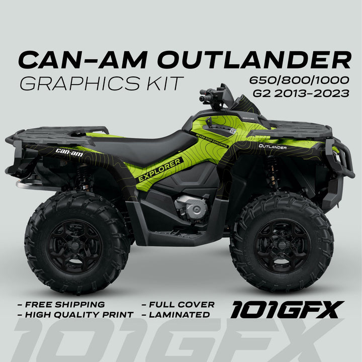 Can-Am OUTLANDER G2 Graphics Kit EXPLORER in Green and Black on ATV.