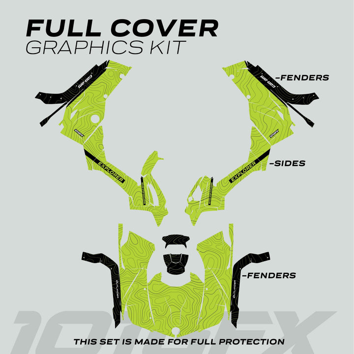 Can-Am OUTLANDER G2 Graphics Kit EXPLORER Green Black for full wrap and scratch protection.