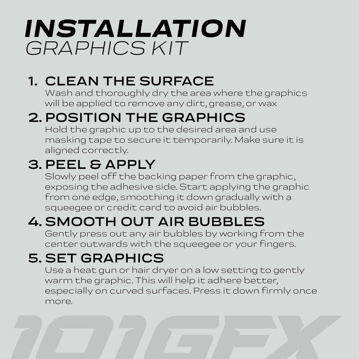 Installation guide for Can-Am OUTLANDER Graphics Kit DIGITAL BLUE, detailing five steps for applying the decal, enhancing style and protection for your vehicle.