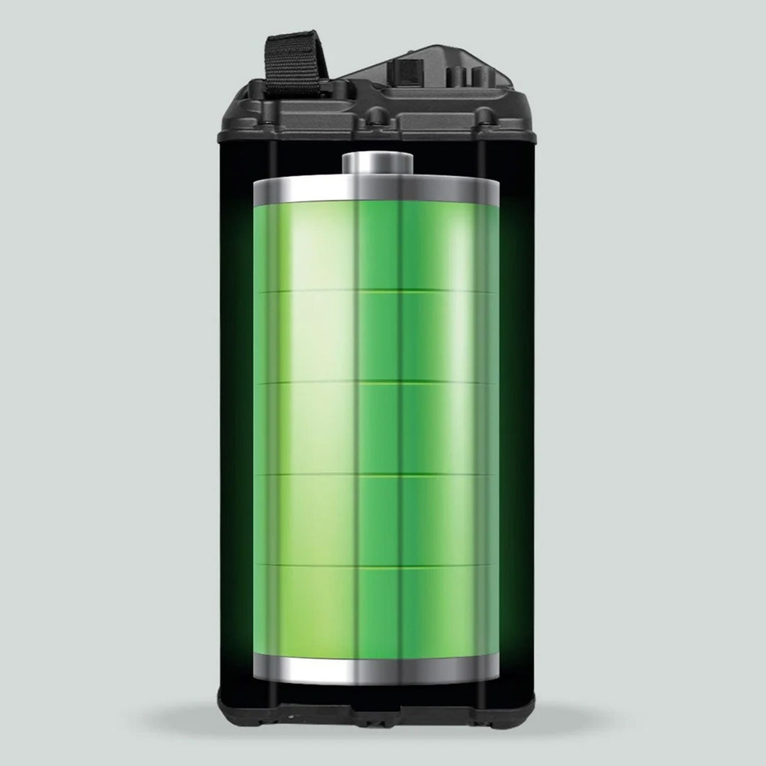 Surron Light Bee X Battery Stickers BATTERY 3D; black rechargeable battery pack with a large green charge icon, highlighting full charge and sticker protection.